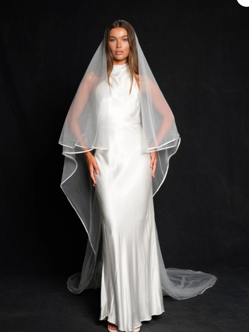Satin Edge Veil, Two Tier, Cathedral Length